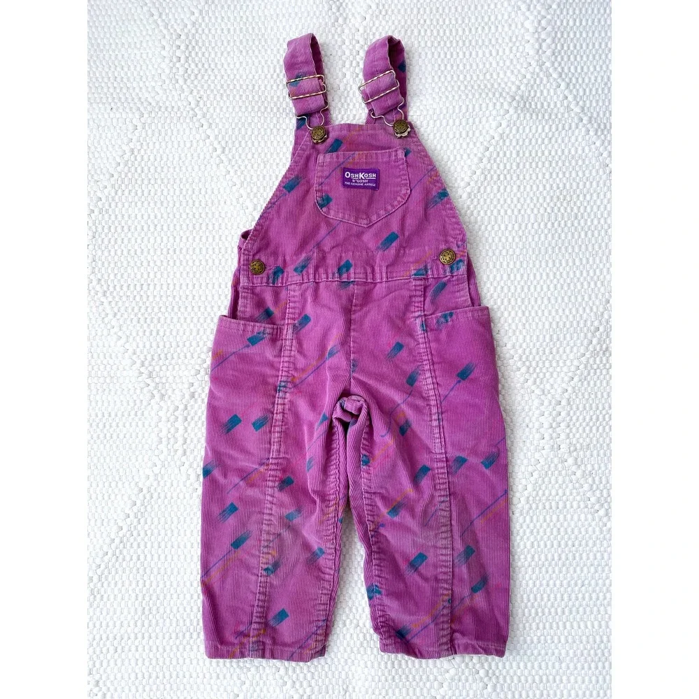 Vintage‎ Osh Kosh Vestbak One-Piece Overall Pink Corduroy Kid's Girl's Size 2T
