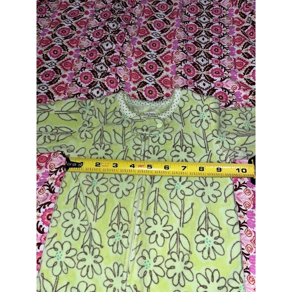 Baby Girl’s Carters Green Floral Print Footed Sleeper Size  6 Months