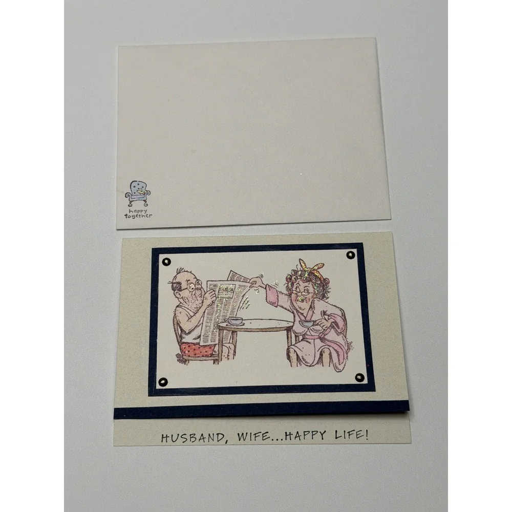 Art by Lori Handmade Greeting Card Husband Wife Happy‎ Life Funny Anniversary