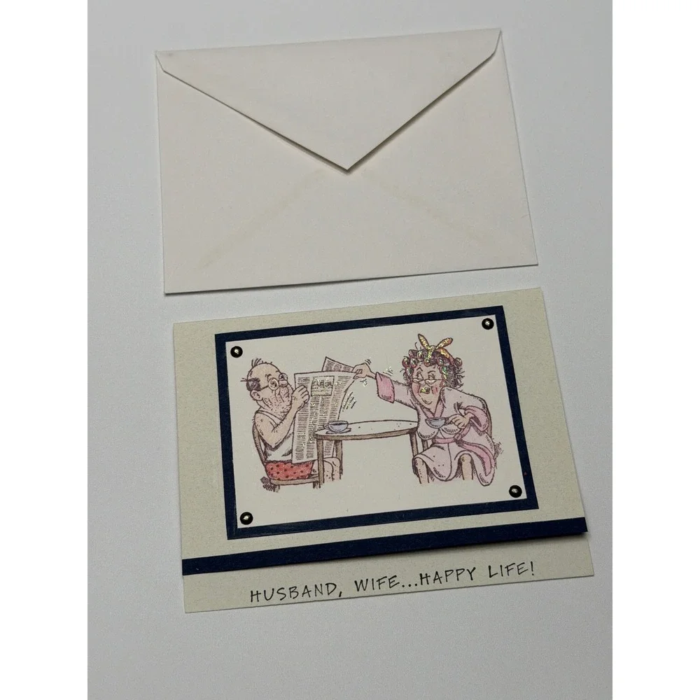 Art by Lori Handmade Greeting Card Husband Wife Happy‎ Life Funny Anniversary