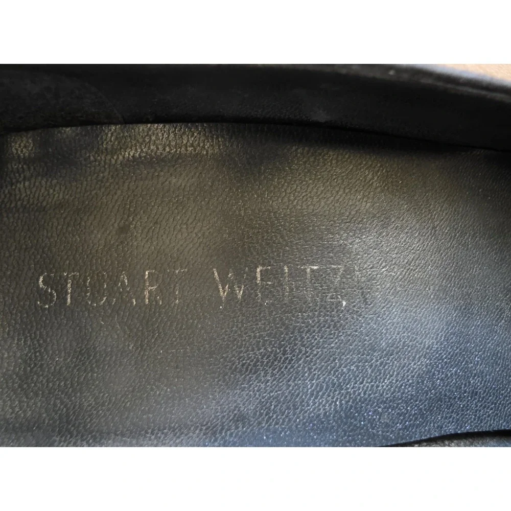 Stuart Weitzman Wedge 7.5 Black Suede Women's Heel Pump Classic Shoes