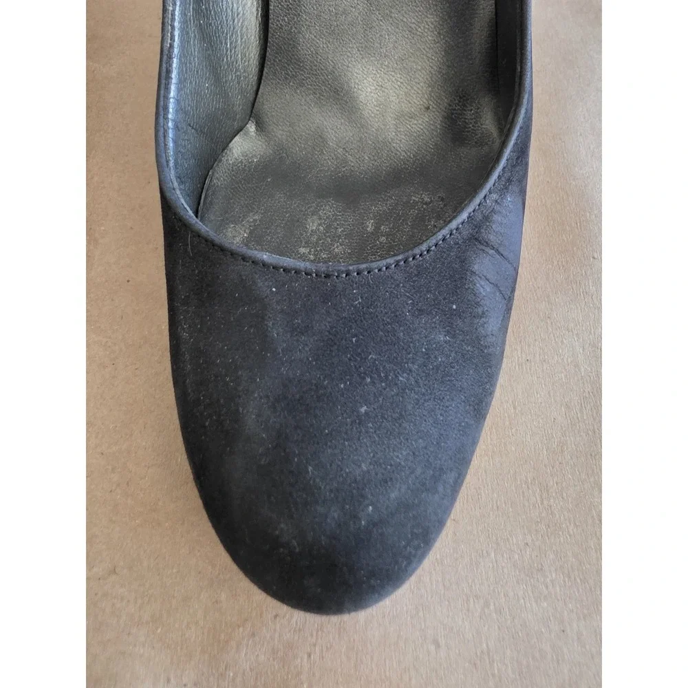 Stuart Weitzman Wedge 7.5 Black Suede Women's Heel Pump Classic Shoes