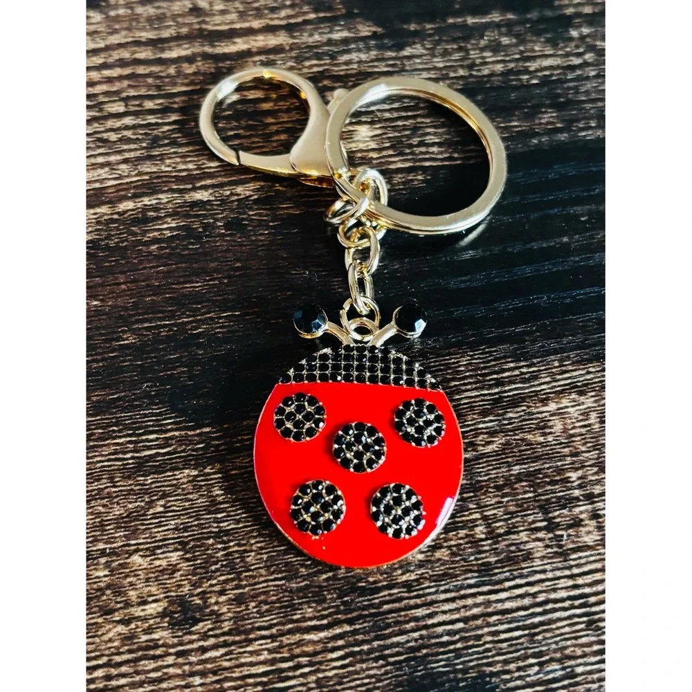 Red and Black Ladybug Keychain Card‎ Holder Charm