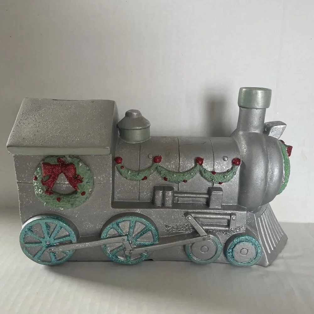 Vintage Large Train Locomotive Engine Coin‎ Piggy Bank Christmas