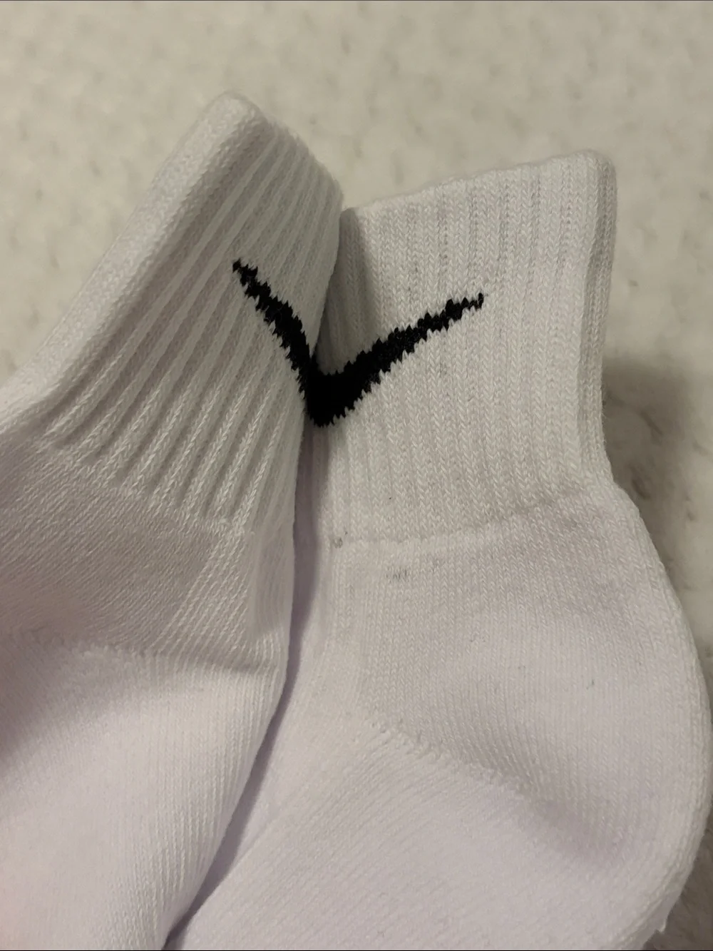 NWOT Nike White Ankle Socks with Black Swoosh - 3-Pack Large