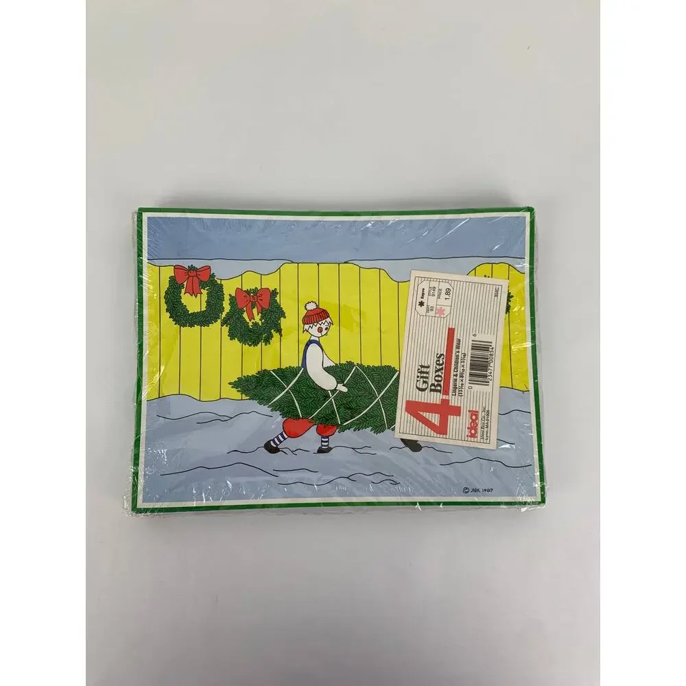 Vintage Ideal Box Co. Gift Boxes Set Of 4 Wrapping Christmas Small New Sealed