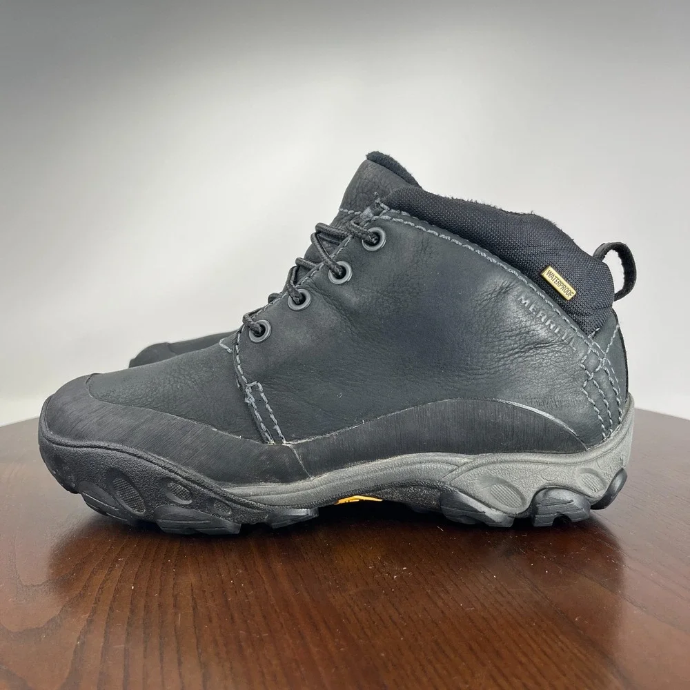 Merrell Coda Mid Boots Mens 8 Black Leather Lace Up Waterproof Outdoor Ortholite