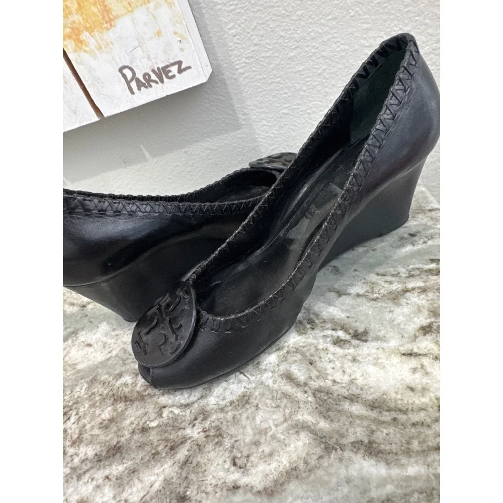 Tory Burch black wire wedge