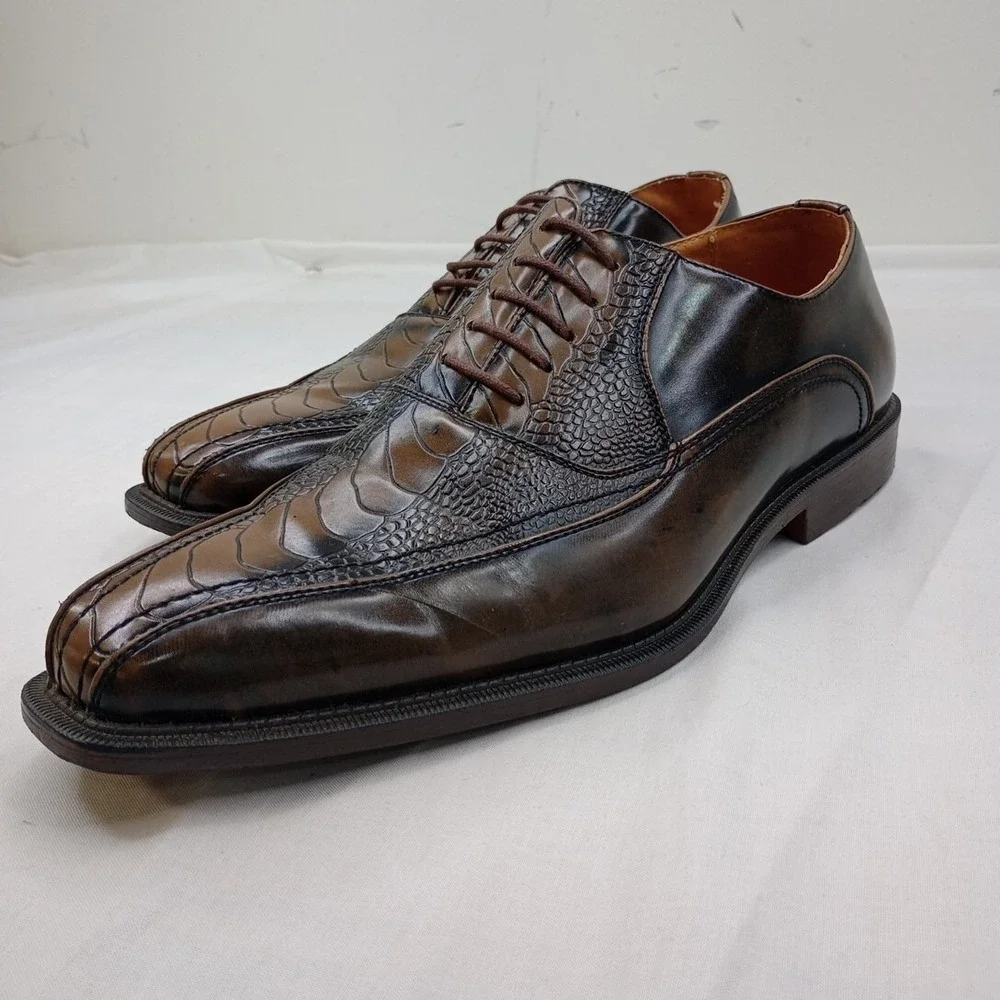 Antonio Cerrelli Men's 6424 Faux Leather Lace Up Dress Size 12 Shoes Brown Taupe