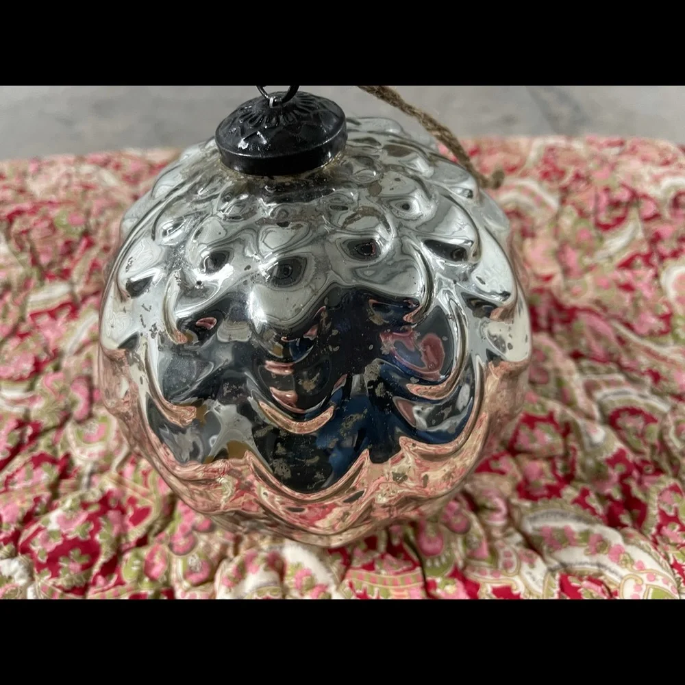 New Pottery Barn Oversized Mercury Scallop Sphere Christmas Ornament Decor