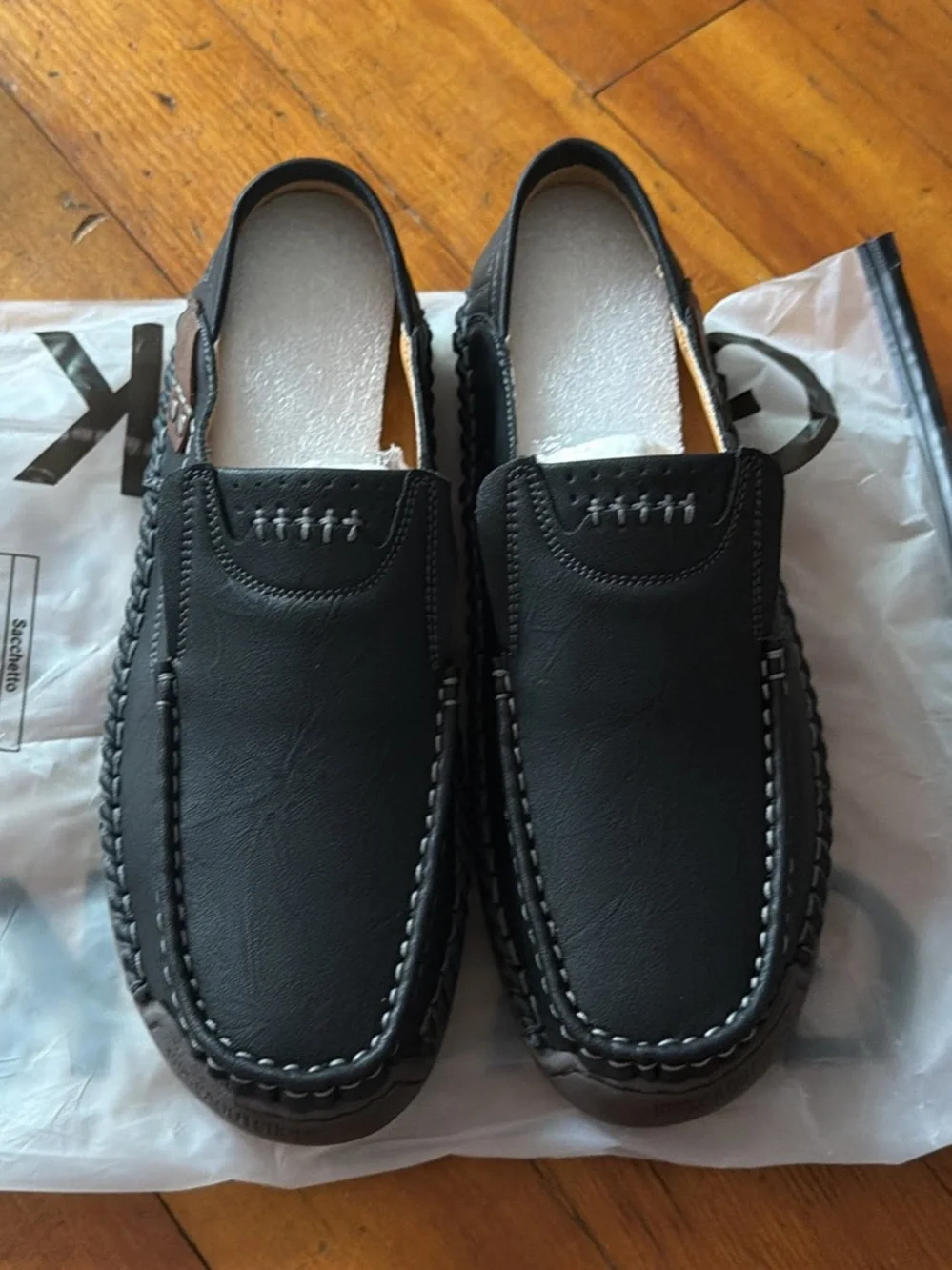 Men's Black Slip-On Casual Moc Toe Loafers