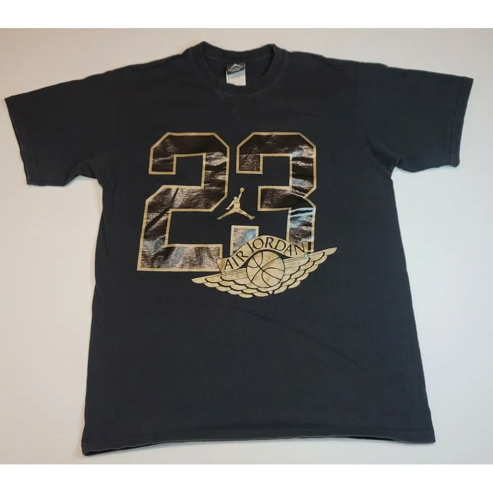 Nike Air Jordan T-Shirt Men's Size M. Vintage Gold‎ Wing NBA Tee.