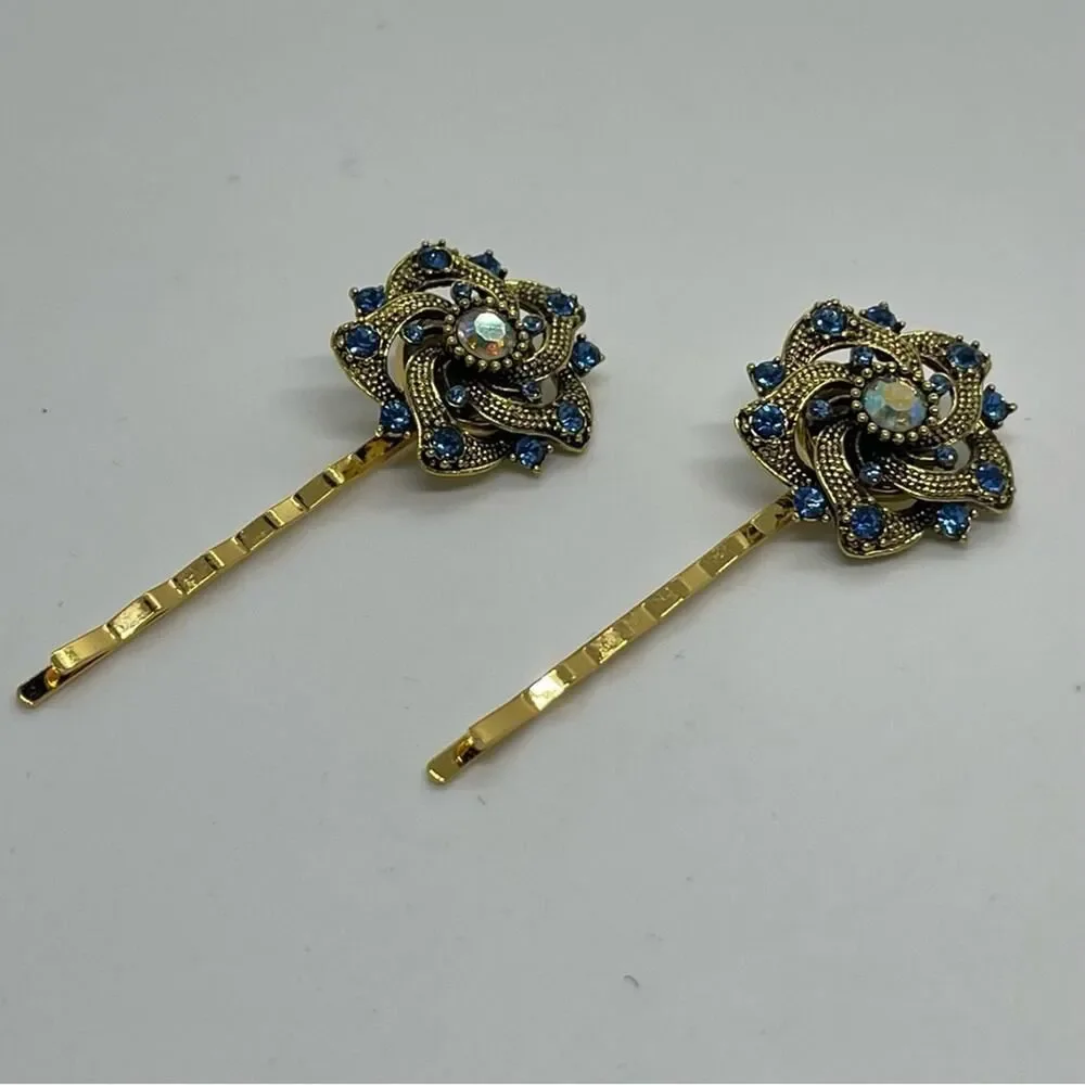 Handmade blue rhinestone