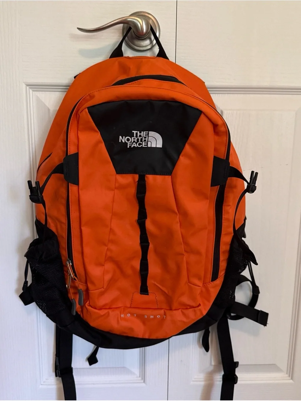 The North Face Hot Shot Backpack Orange Black Outdoor Performance Hiking