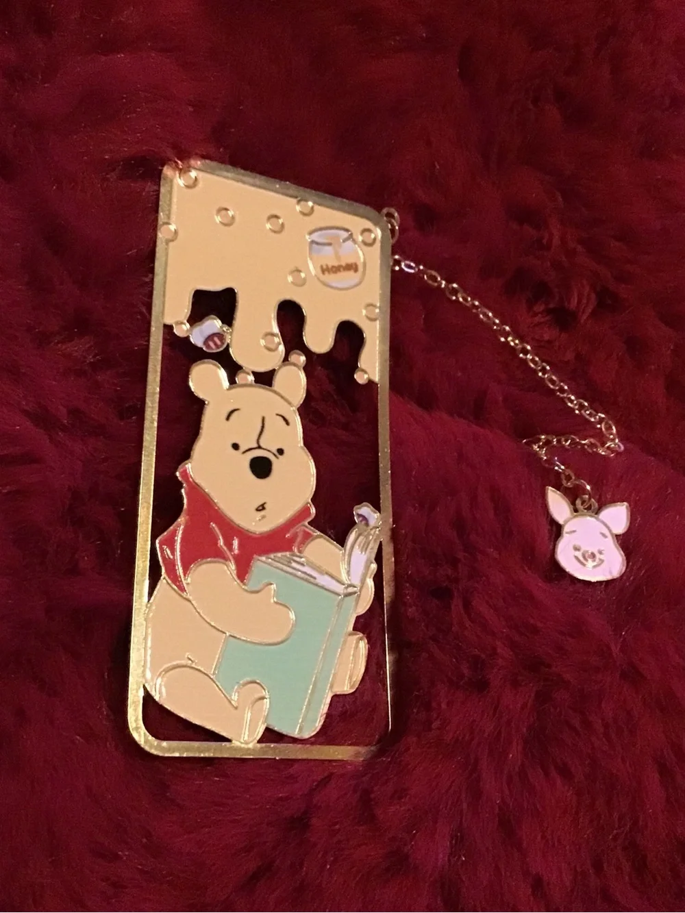 Winnie the Pooh Gold-tone Enamel Bookmark with Piglet Charm - Kids Accessories