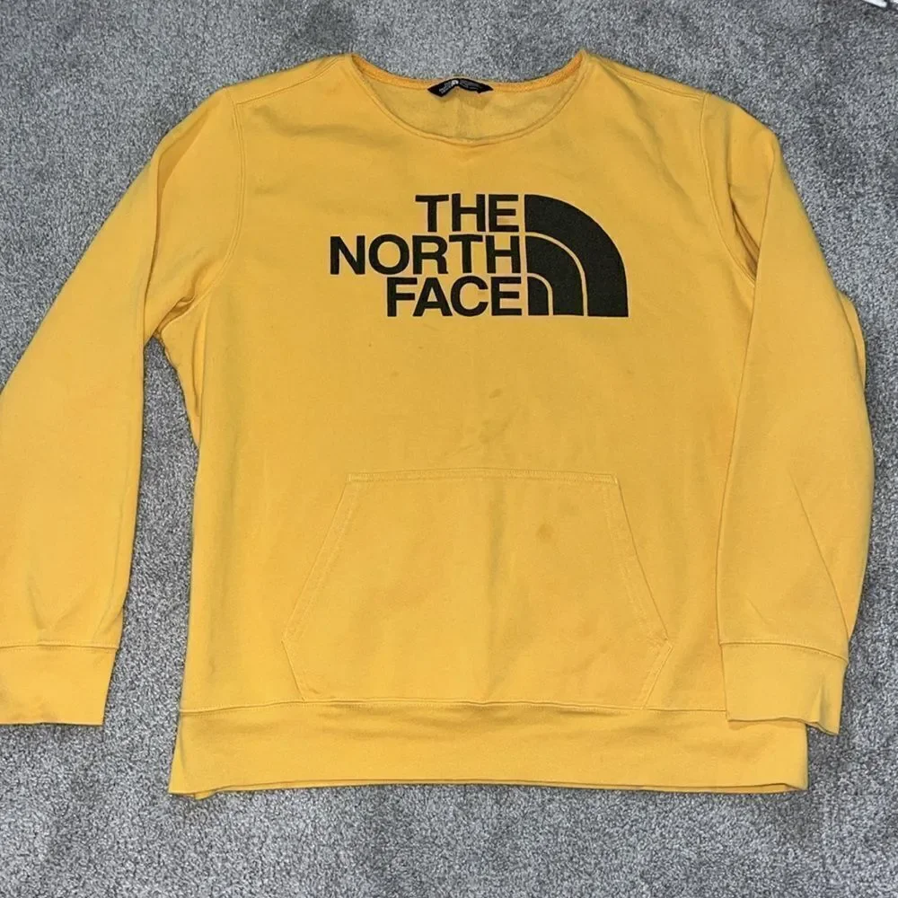Bright yellow open neck The North Face hiking kangaroo pocket fleece sweatshirt