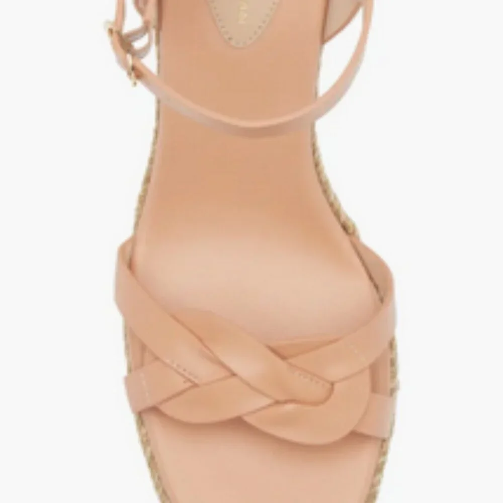 Stuart Weitzman Tan Braida Max Leather Espadrille Wedge Sandals Sz: 6.5