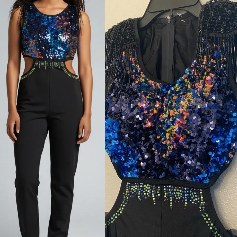 Glamour Adult Small Competition Dance Costume Sequin Jumpsuit Jazz Musical Theat