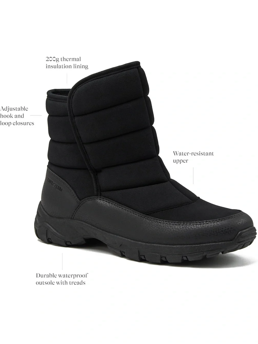 NWT Lands' End Expedition Insulated Waterproof Slip On Black Snow Boots size 11