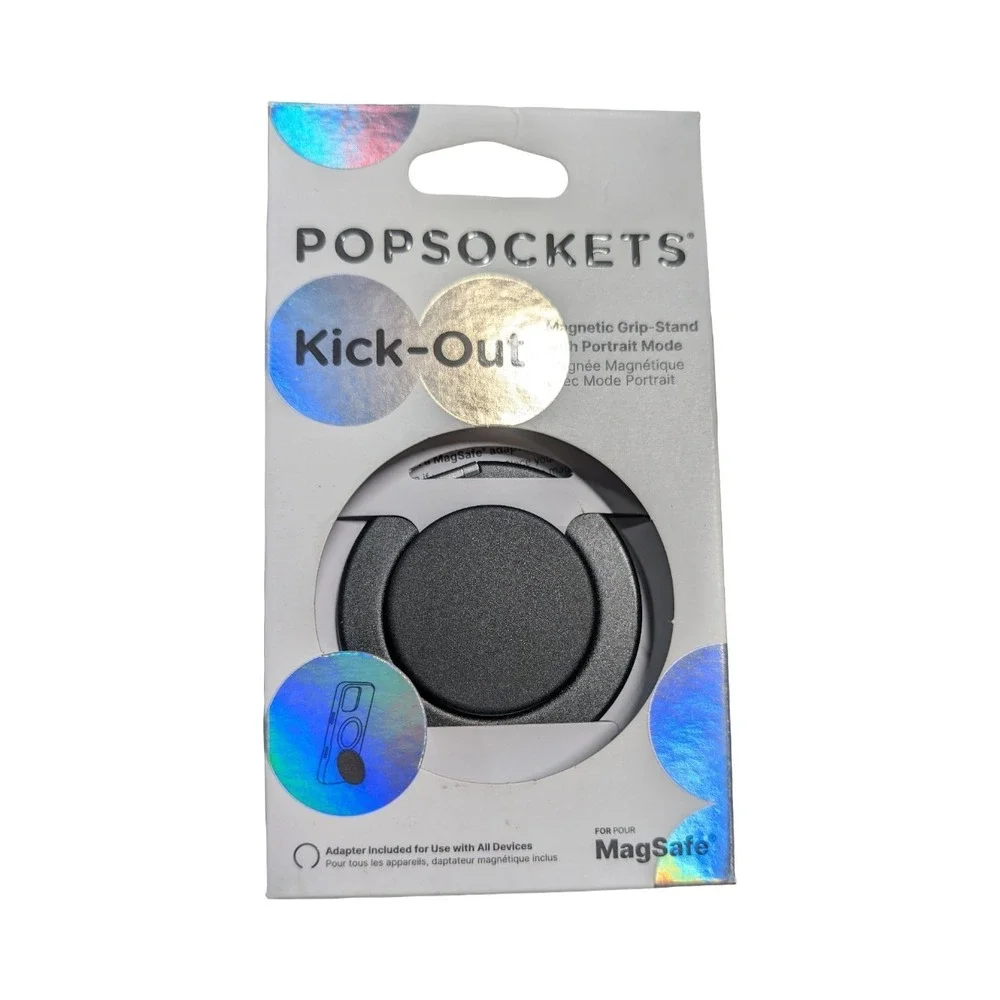 18-O PopSockets Kick-Out MagSafe Round Phone Grip &‎ Stand Ring for iPhone Black