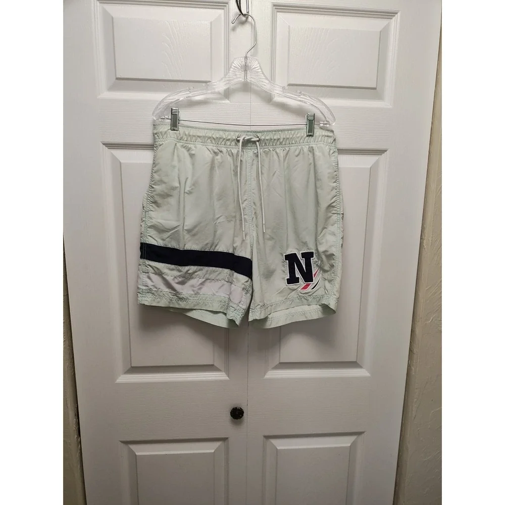 Nautica Swimwear Sea Green/Coral/Navy Blue/ White Large Shorts