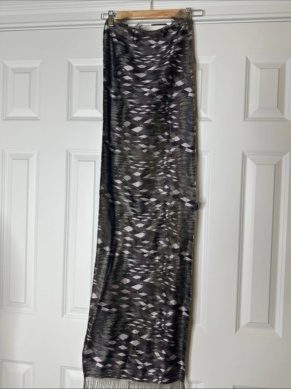 Georgina von Etzdorf Vintage Silk Blend Abstract Camo Scarf