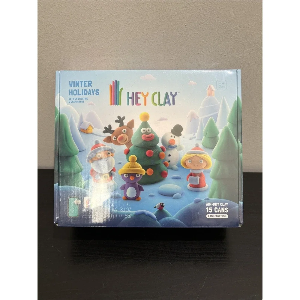 Fat Brain Toys Hey Clay Winter Holidays Clay Craft Set W/ SANTA and RUDOLPH New