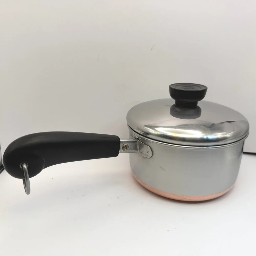 Vintage‎ Revere Ware Double Ring Clinton IL 1 Qt Copper Clad Saucepan w Lid