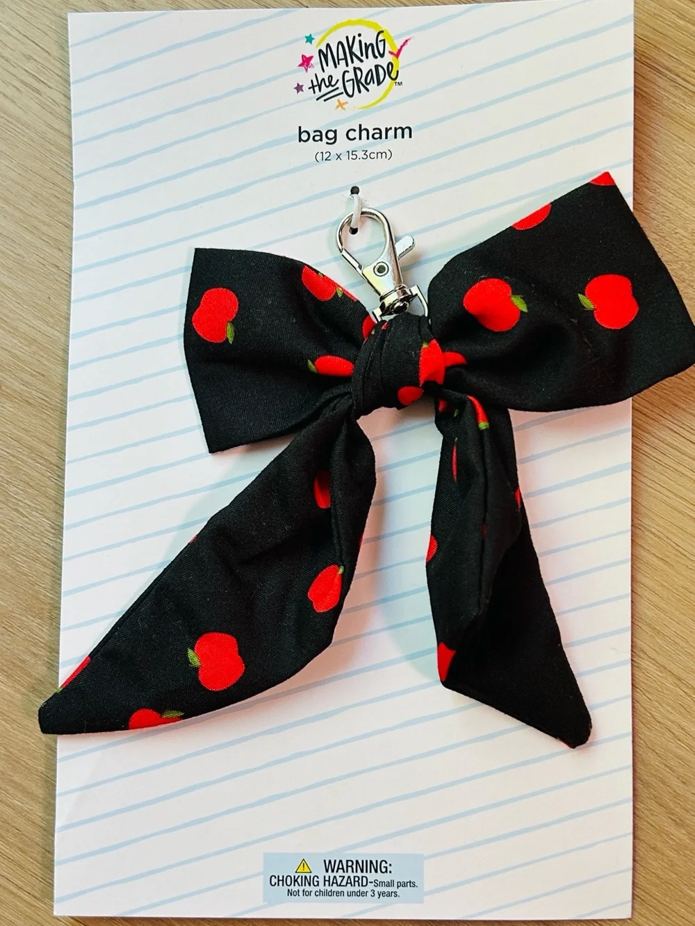 Red Apples Bow Bag Charm-Making The Grade-Teachers Gift-NEW with tags
