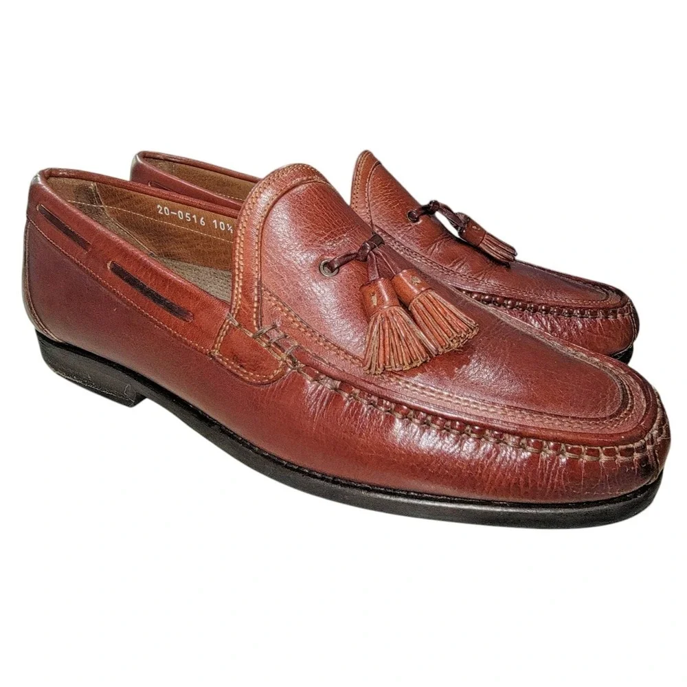 Johnston & Murphy Handcrafted Tassel Loafers Men's Shoes Leather 10.5 M Italy‎