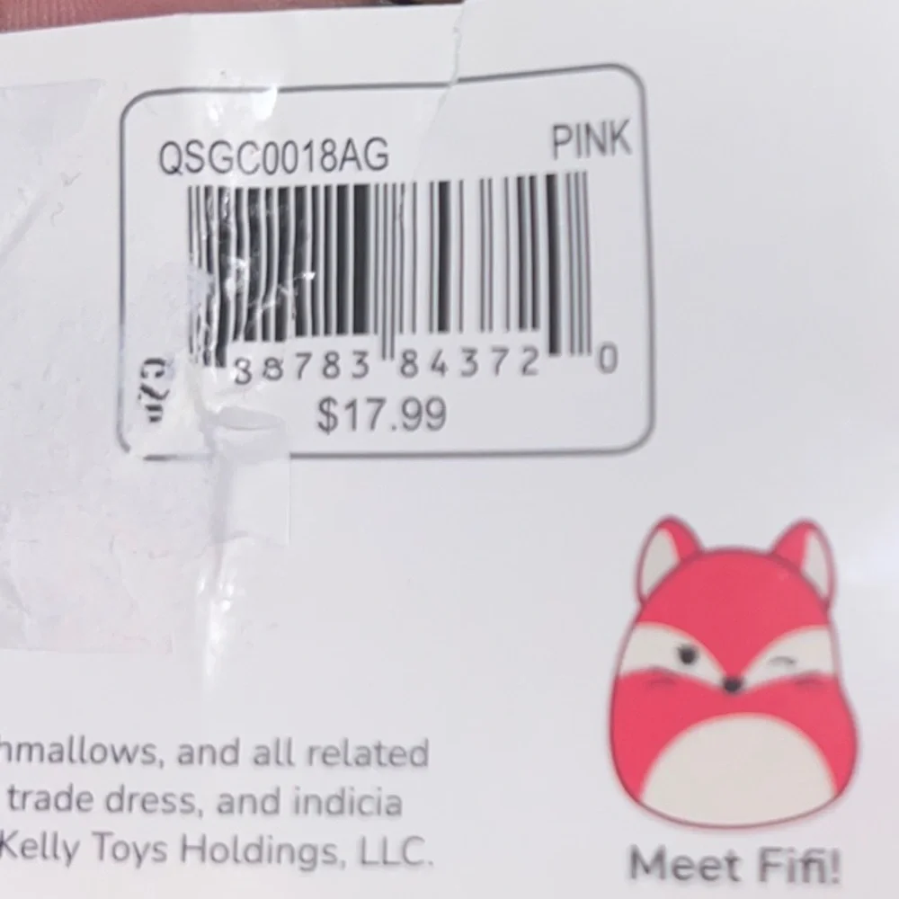 NWT Squishmallows Pink Fox plush beanie, hat, glove, and mittens set small