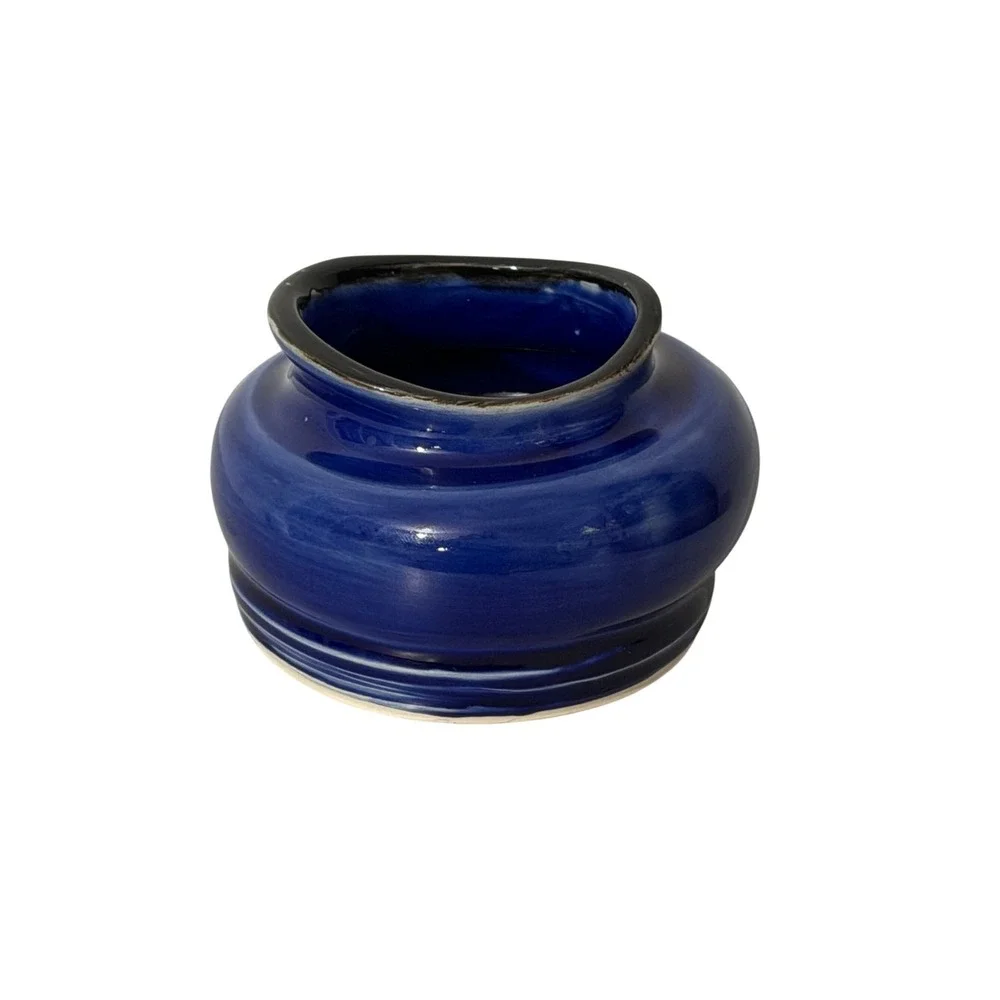 Studio Art Pottery Vase Small Blue Handcrafted Signed M Ceramic Decor