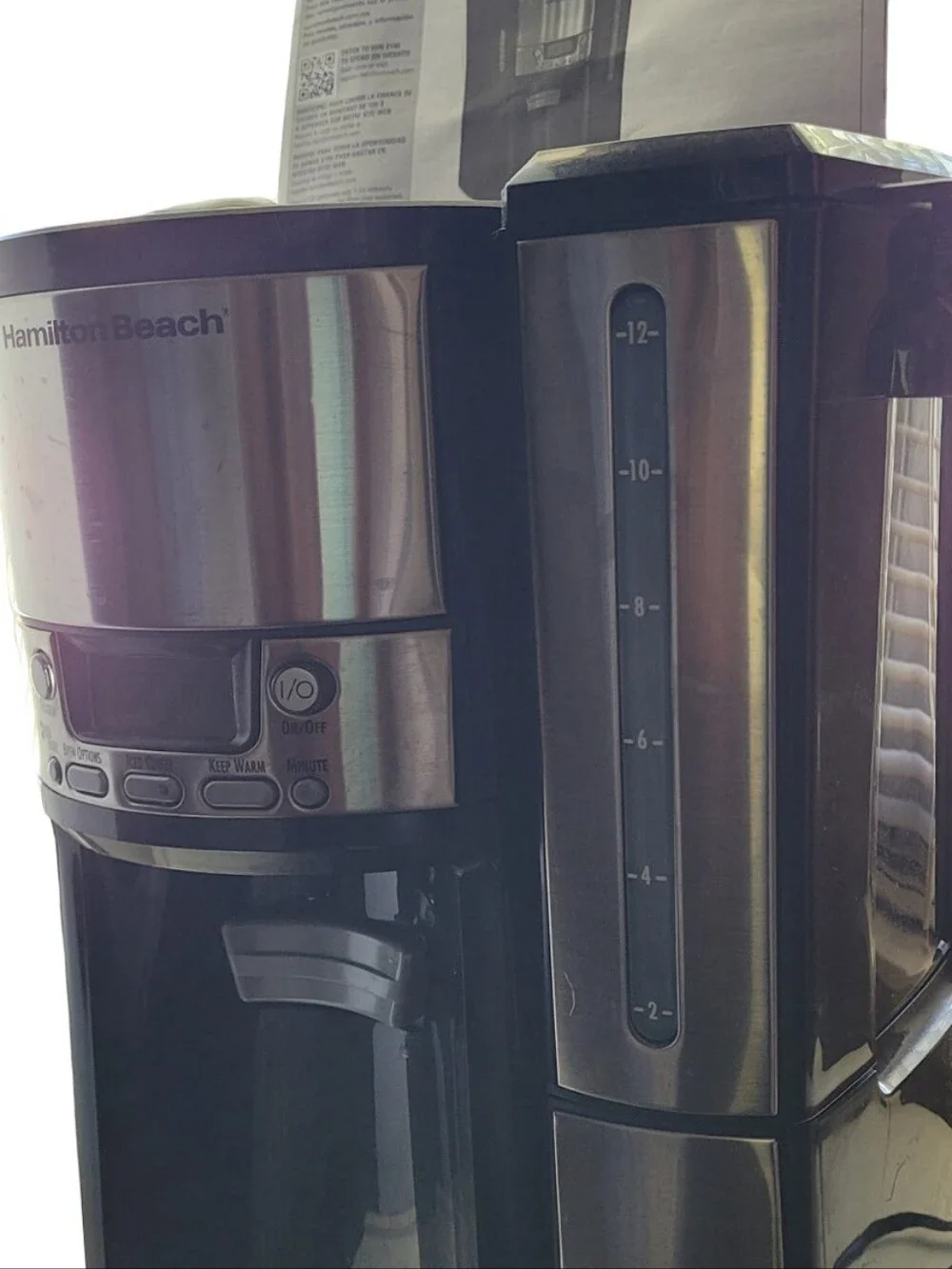 Hamilton Beach Stainless Steel and Black 12-Cup Programmable Coffee Maker