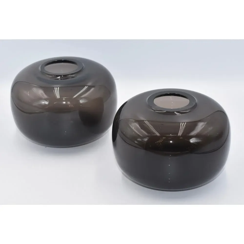 Villeroy & Boch Vintage 1970s, Minimalist Round Art Glass Orb Vase 2pc Set