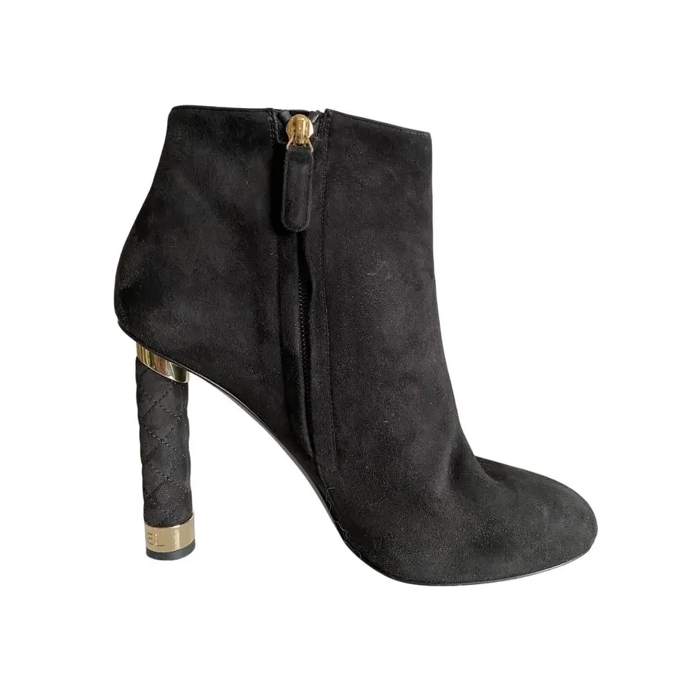 CHANEL black suede