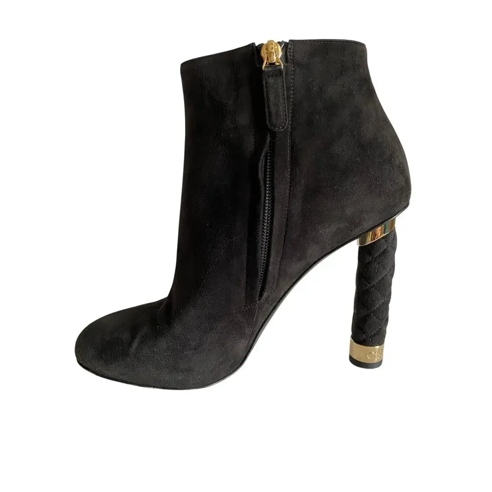 CHANEL black suede