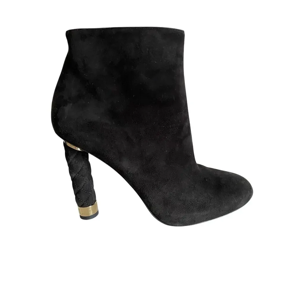 CHANEL black suede