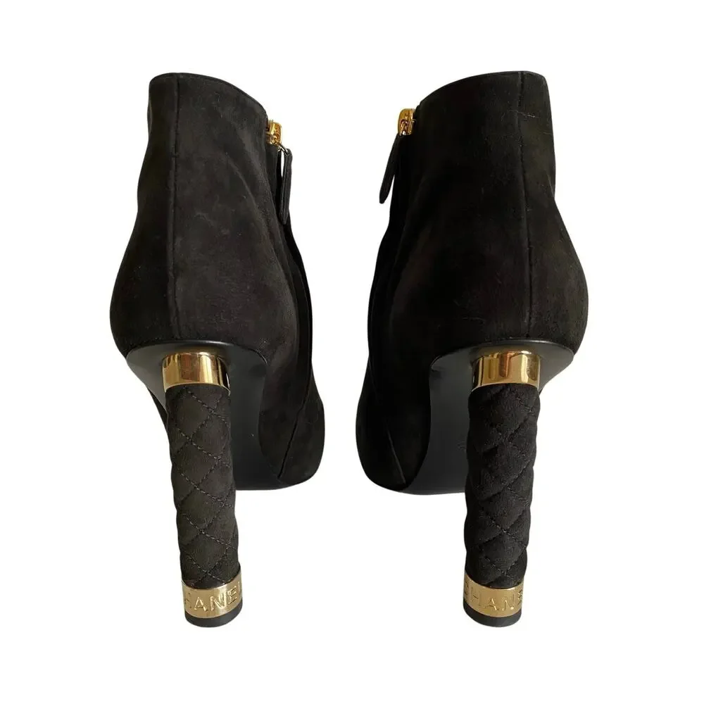 CHANEL black suede