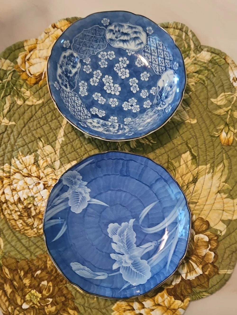Oriental Japen Takahashi Serving Bowl Porceline Blue San Fransisco and Plate
