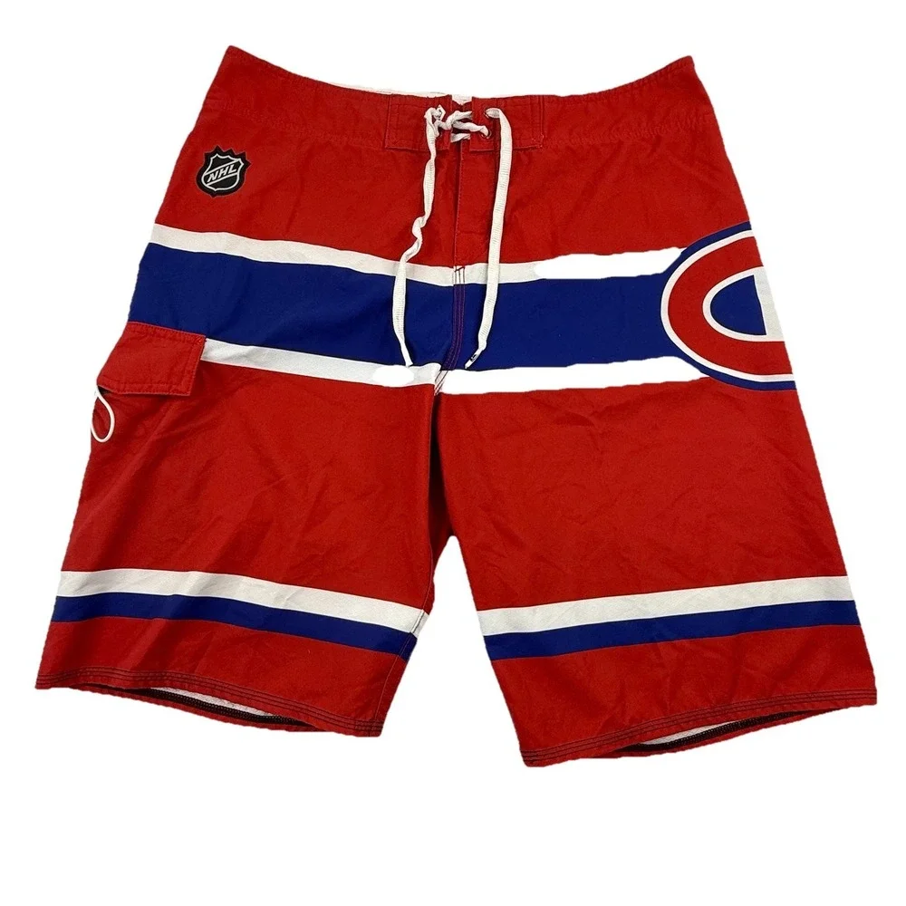 Quiksilver NHL Montreal Canadians Swim Trunks Board Shorts Size 34 11