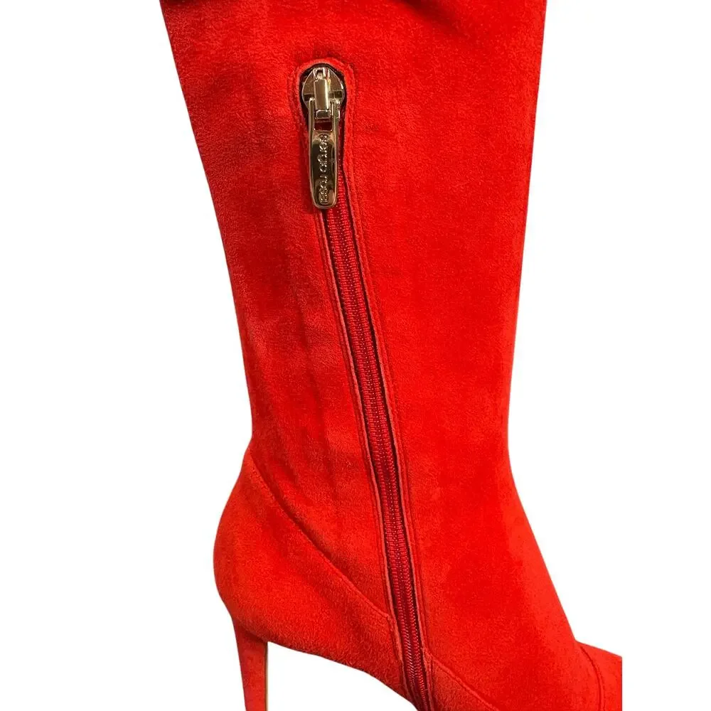 Sergio Rossi Over The Knee Boots Suede Italy Mob Wife Cowgirl Western 6