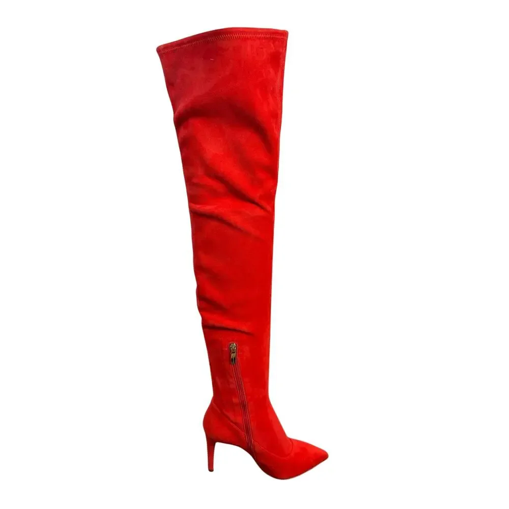 Sergio Rossi Over The Knee Boots Suede Italy Mob Wife Cowgirl Western 6