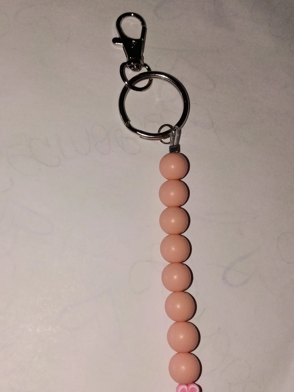Peach Beaded Keychain Charm for Women