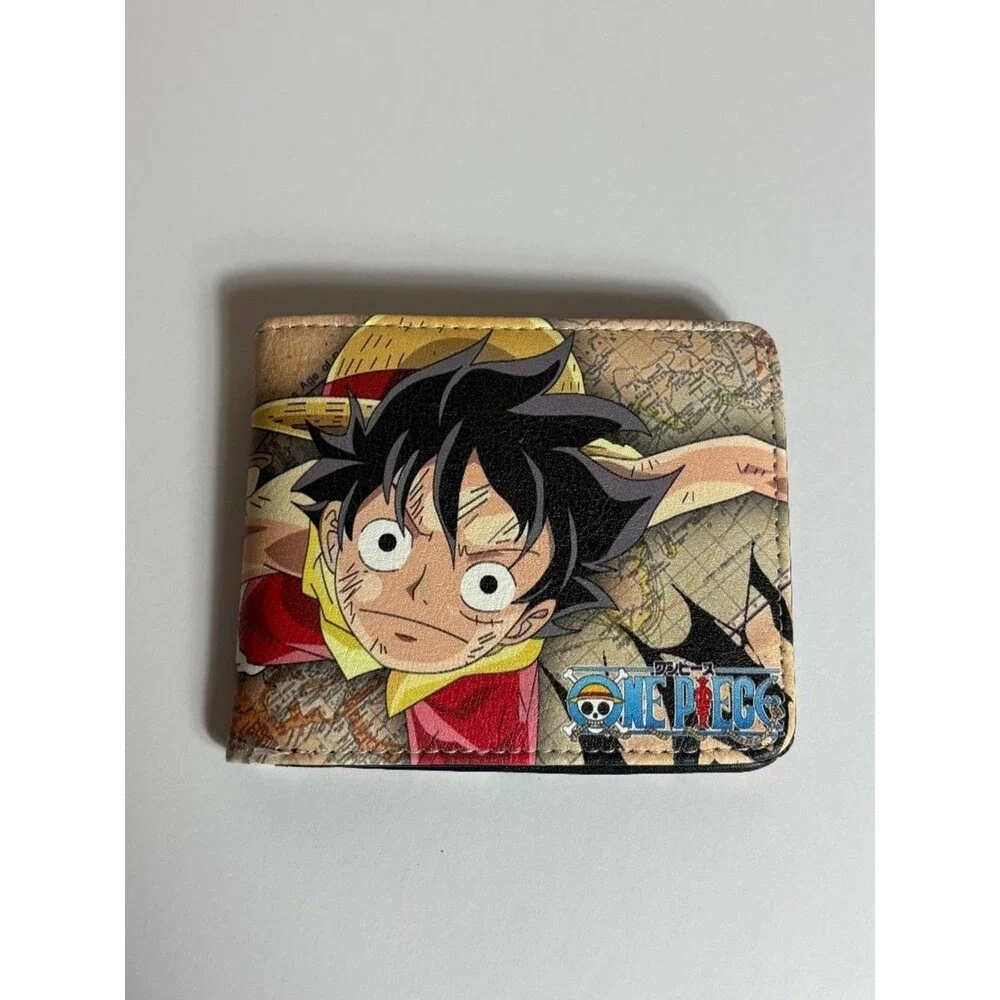 One Piece Luffy Faux Leather Wallet New Tan Red Anime Manga Money