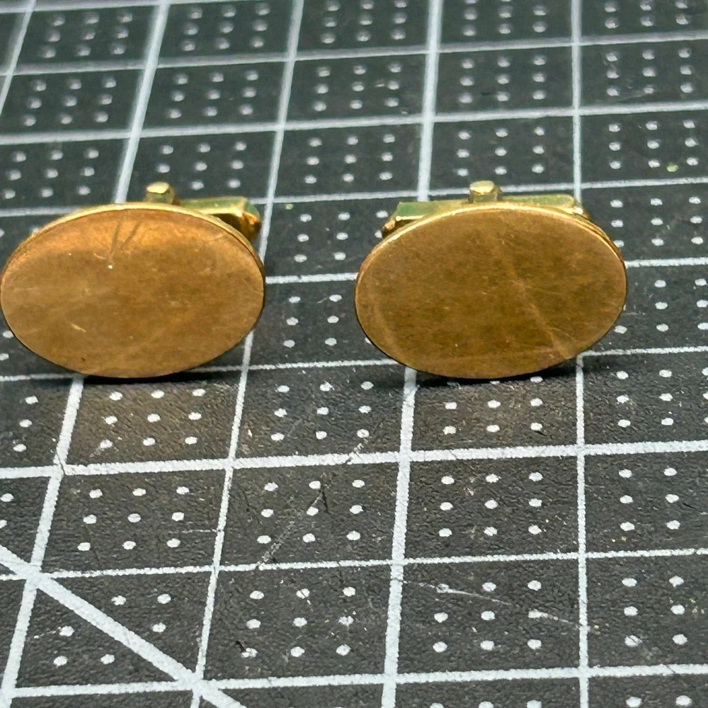 Vintage 1/20 12K Gold Filled Oval Cufflinks‎ Polished Toggle Back Mens Formal