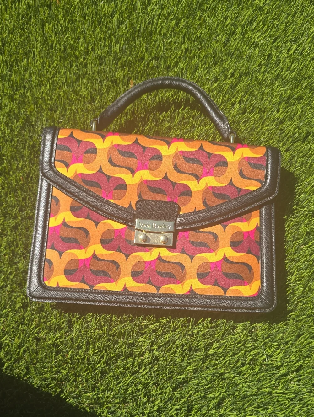 NWT's Vera Bradley Orange Pink Brown Geometric Top-Handle Satchel!