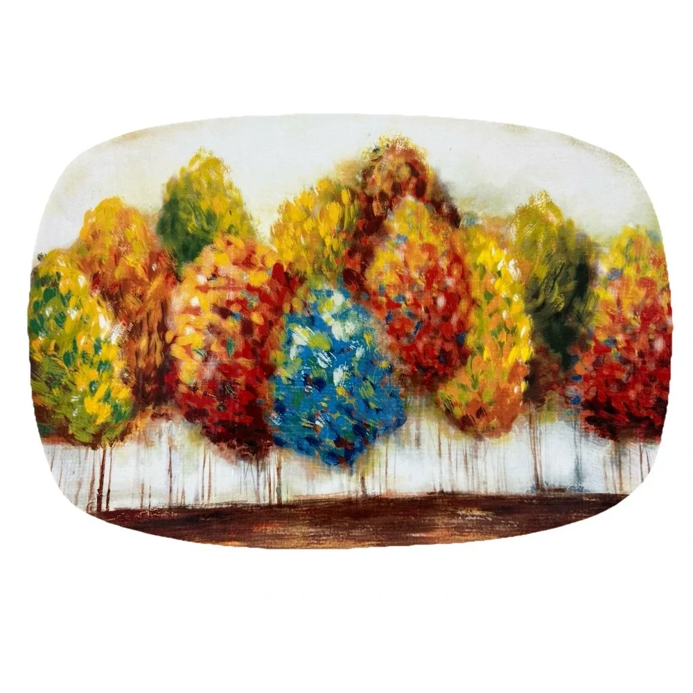 Pier 1 Imports Fall Leaves Trees Serving Platter Ironstone Large 16