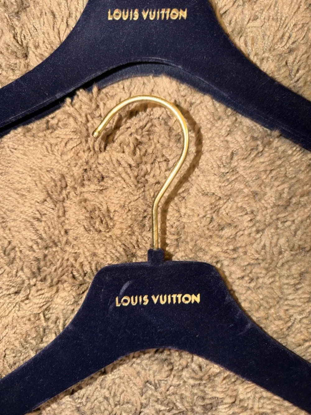 Louis Vuitton Navy Velvet Hangers with Gold Hooks - Set of 4