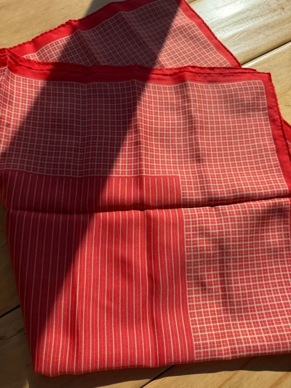 Red Patterned Silk Scarf