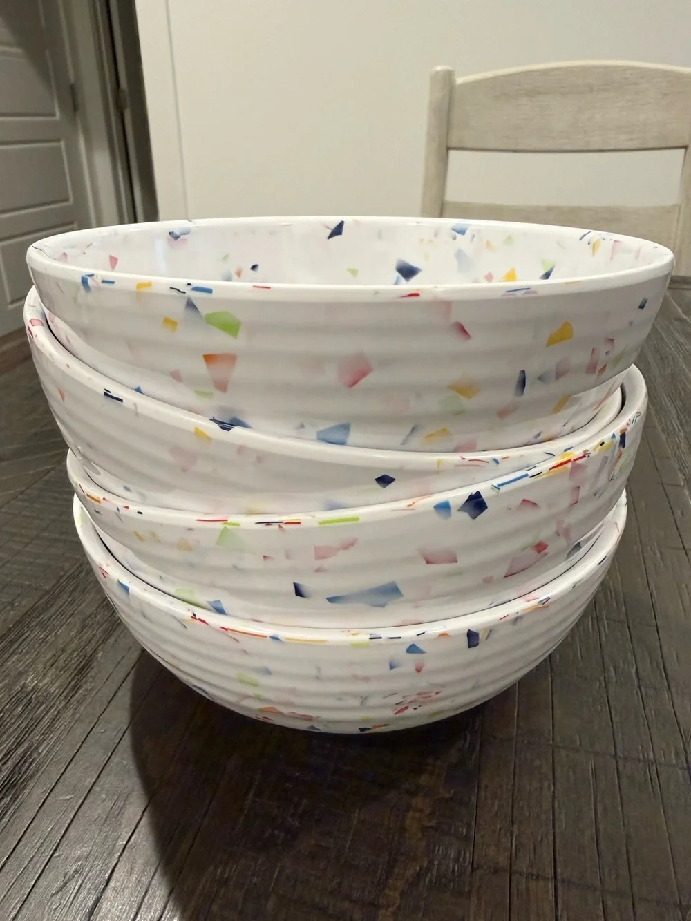 Nautica Set of 4 Home White Confetti Colorful Pattern Melamine Bowls New